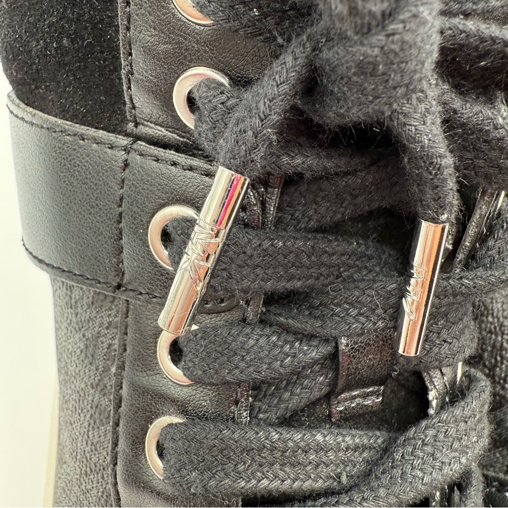 Michael Kors Black Paige High Top Leather/Suede Sneakers Size 10M - Picture 12 of 16